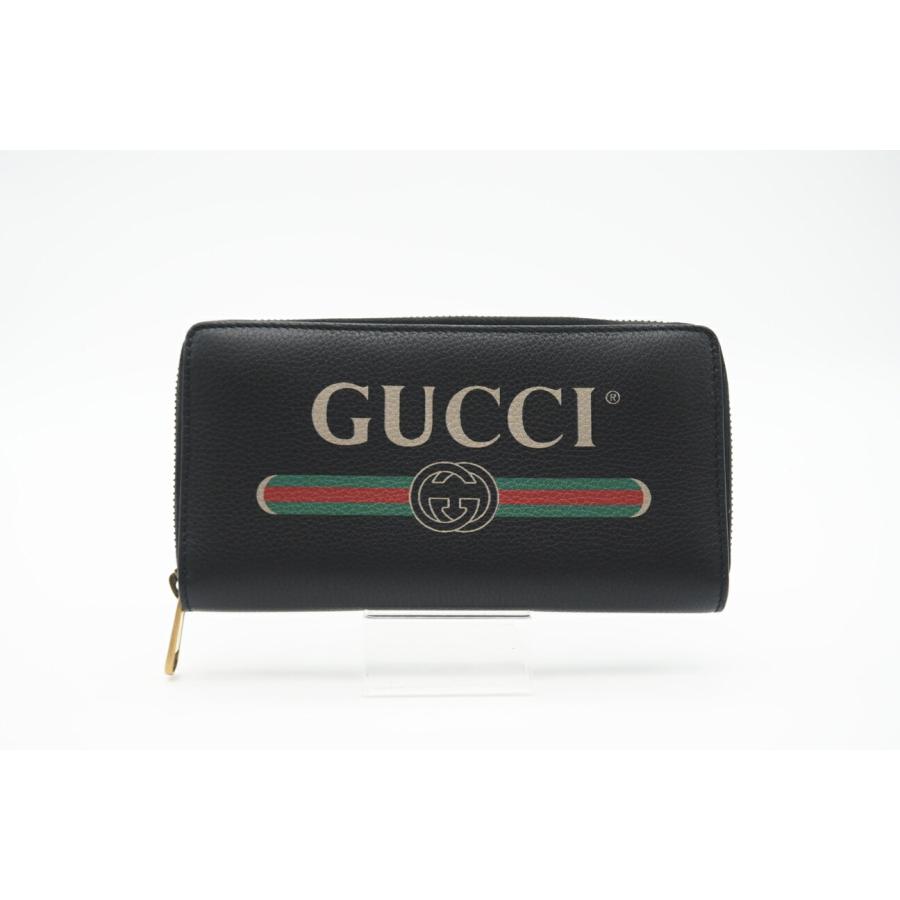GUCCIグッチヴィンテージロゴ プリント レザー ジップアラウンドウォレット