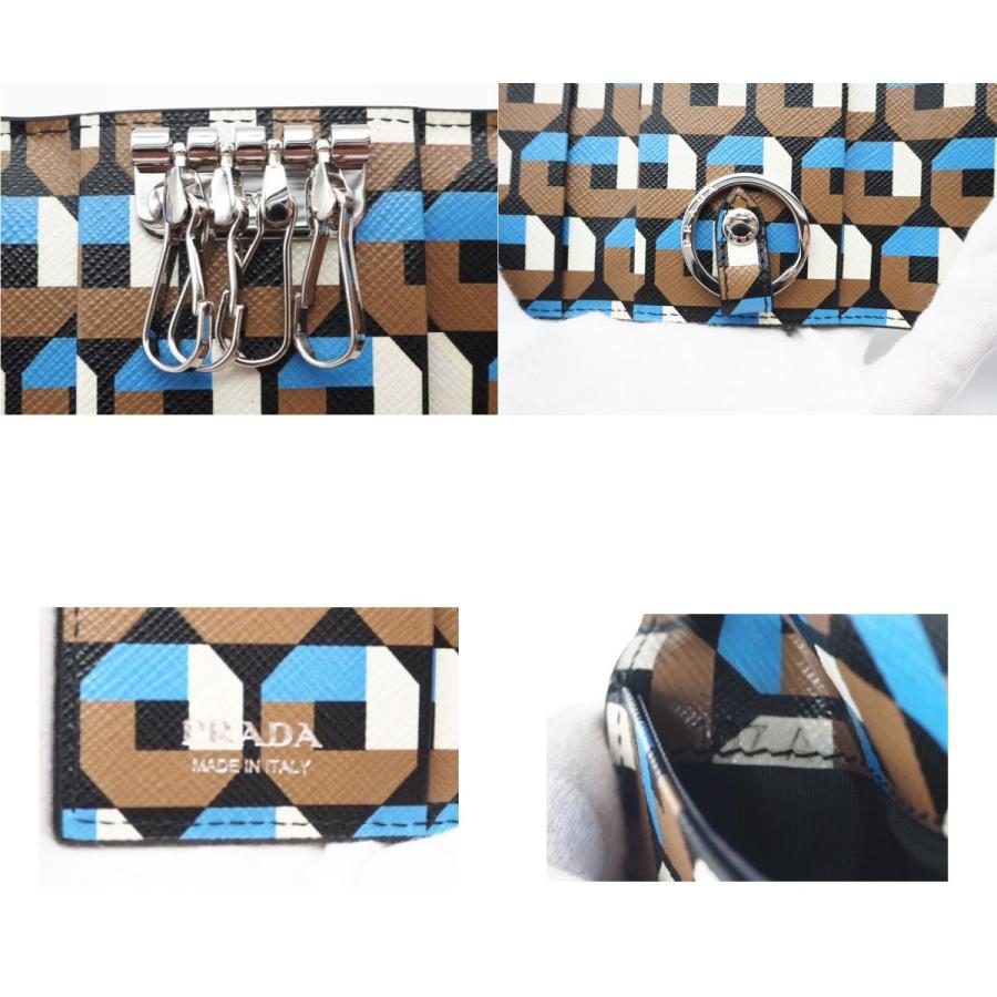 ★3日以内返品可★ 極美品 PRADA プラダ サフィアーノ トライアングル キーケース 1PG004 キーケース ブラック | PRADA | 09