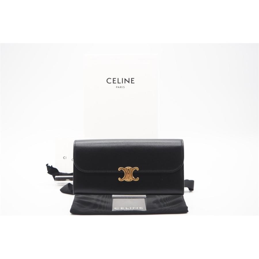 ★3日以内返品可★ 美品 CELINE セリーヌ シャイニーカーフスキン ラージウォレット トリオンフ | CELINE
