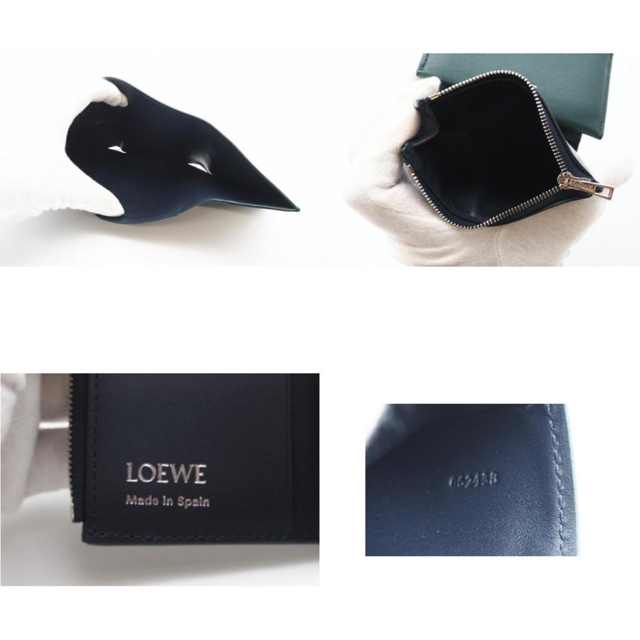 ★3日以内返品可★ 極美品 LOEWE ロエベ シャイニーナパカーフ トライフォールド ジップウォレット N41696 | LOEWE | 09