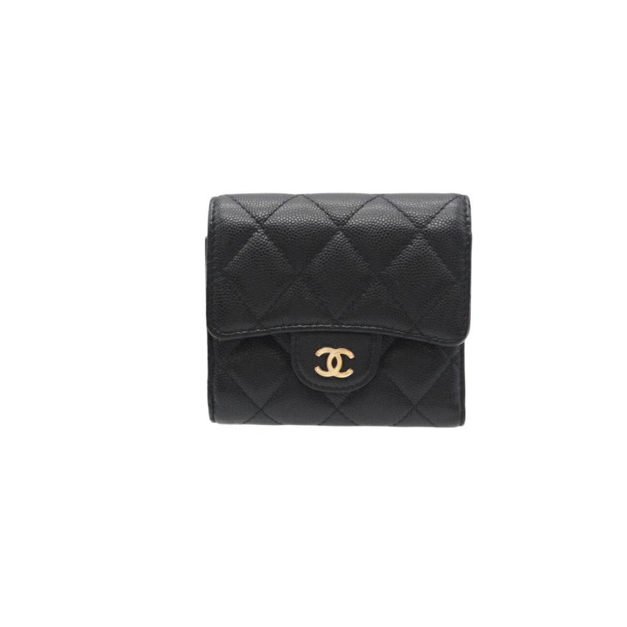 ★3日以内返品可★ 美品 CHANEL シャネル マトラッセ キャビアスキン コンパクトウォレット ゴールド金具 AP4383 | CHANEL | 01