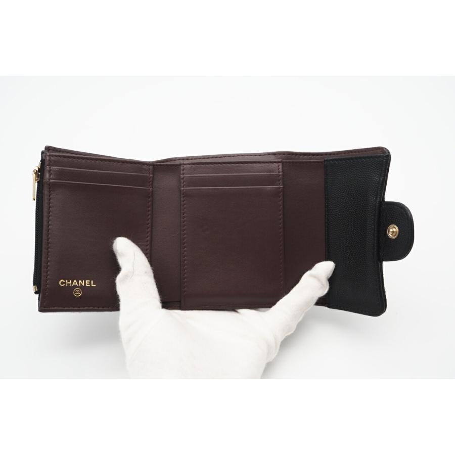 ★3日以内返品可★ 美品 CHANEL シャネル マトラッセ キャビアスキン コンパクトウォレット ゴールド金具 AP4383 | CHANEL | 08