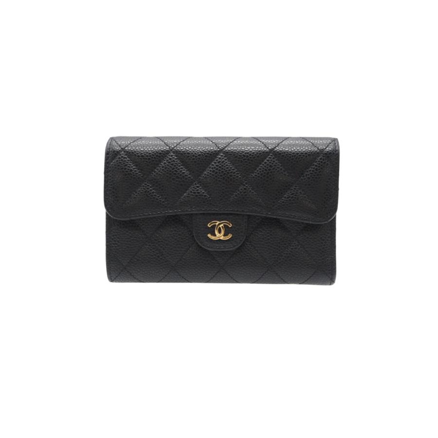 ★3日以内返品可★ 美品 CHANEL シャネル マトラッセ キャビアスキン コンパクトウォレット ゴールド金具 AP0232 | CHANEL | 01