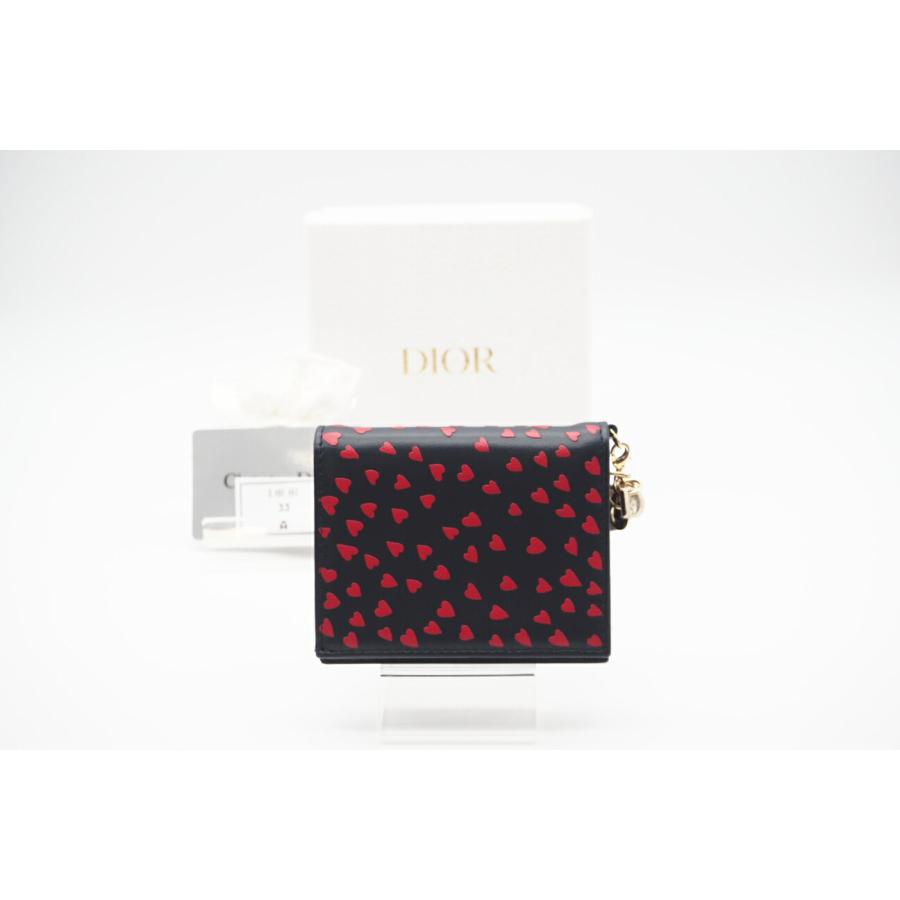 ★3日以内返品可★ 極美品 Dior ディオール レザー I LOVE PARIS レディディオール コンパクトウォレット 二つ折り財布 ネイビー レッド レザー レディース ☆3日以内返品可☆ 極美品 Dior ディオール レザー I LOVE PARIS