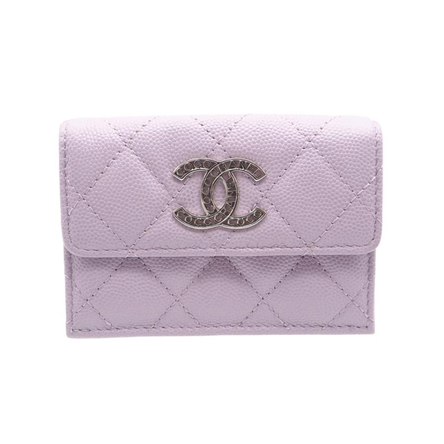 ★3日以内返品可★ 美品 CHANEL シャネル キャビアスキン ココマーク 三つ折り財布 AP3827 三つ折り財布 パープル | CHANEL | 01
