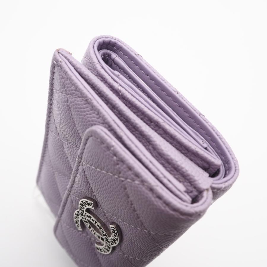 ★3日以内返品可★ 美品 CHANEL シャネル キャビアスキン ココマーク 三つ折り財布 AP3827 三つ折り財布 パープル | CHANEL | 07