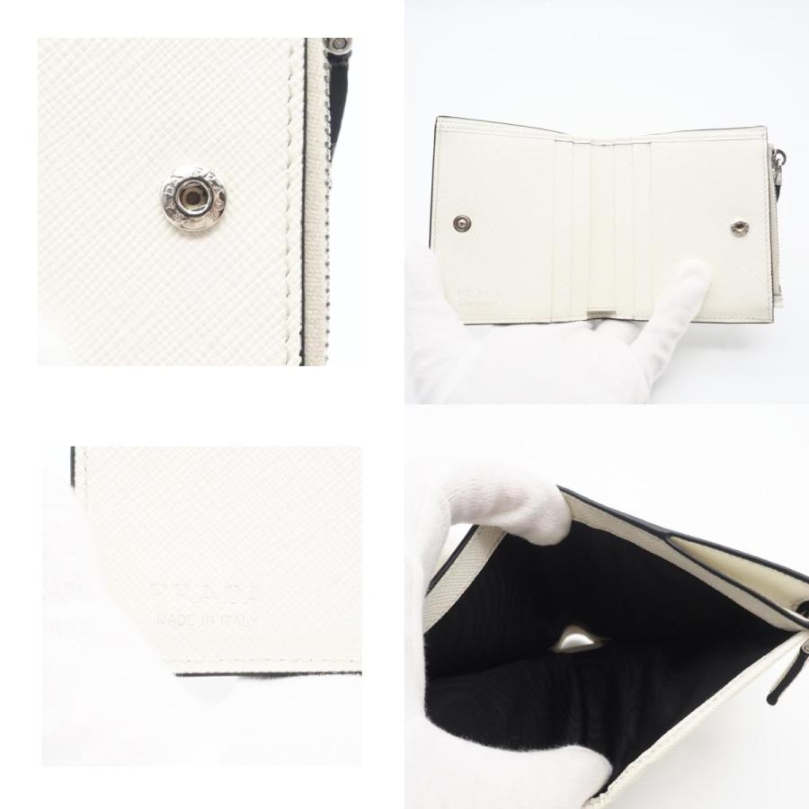 ★3日以内返品可★ 美品 PRADA プラダ サフィアーノ トライアングル 財布 2ML049 二つ折り財布 ホワイト | PRADA | 08