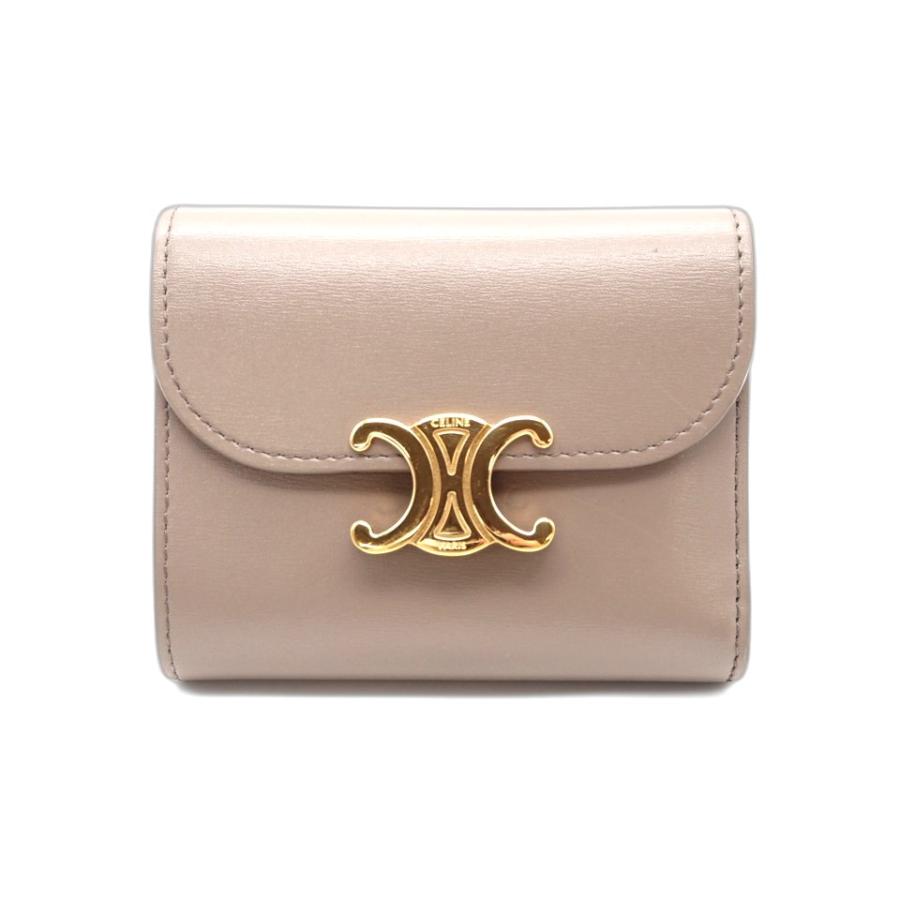 ★3日以内返品可★ 美品 CELINE セリーヌ シャイニーカーフスキン スモール フラップウォレット トリオンフ ぺプル | CELINE | 01