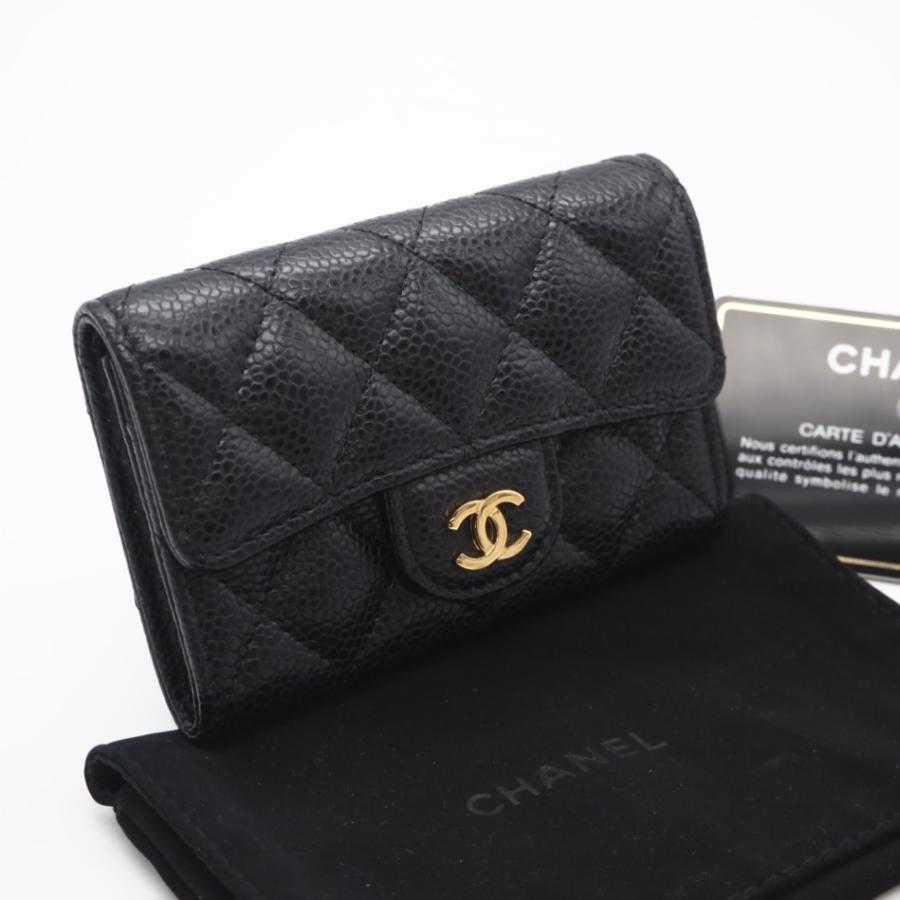 ★3日以内返品可★ 美品 CHANEL シャネル キャビアスキン クラシック フラップ カード ケース A80799 | CHANEL