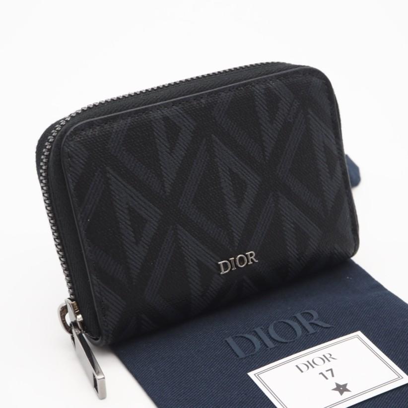 ★3日以内返品可★ 美品 Dior ディオール CDダイヤモンド レザー コインケース - コインケース ブラック グレー | 