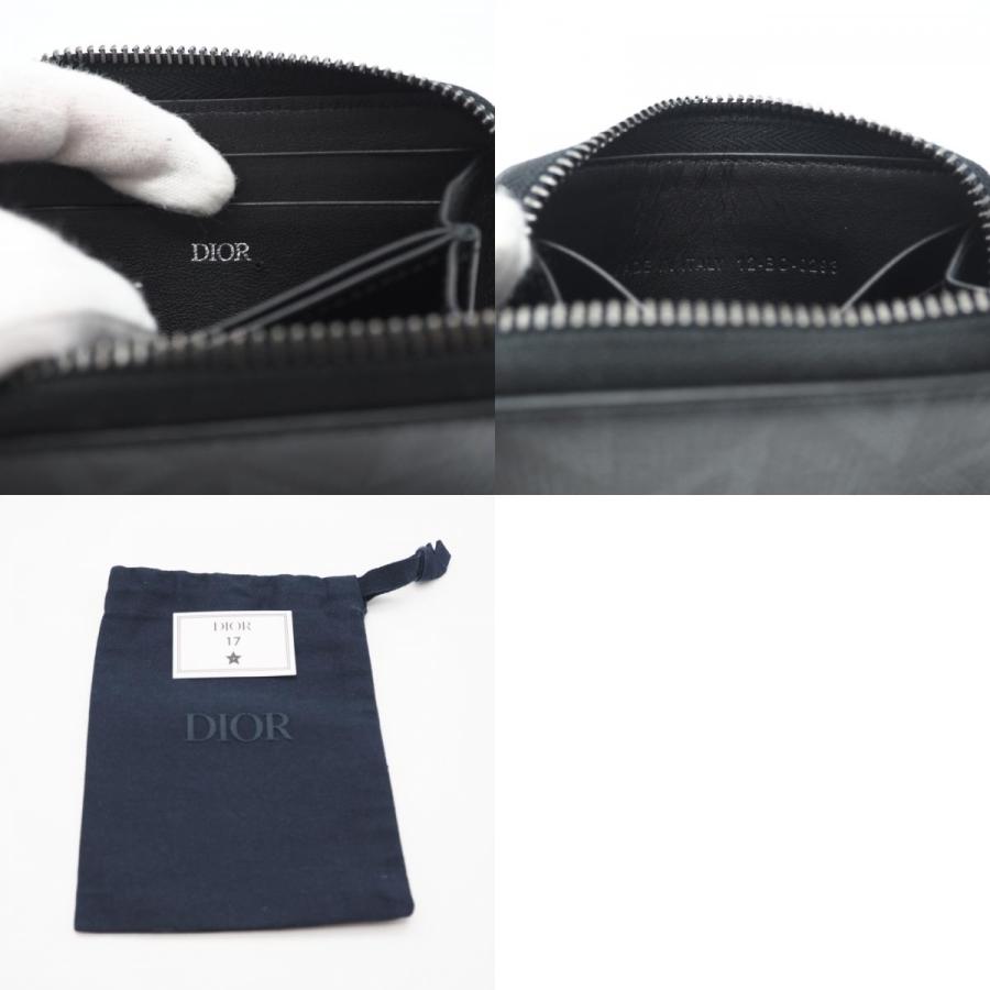 ★3日以内返品可★ 美品 Dior ディオール CDダイヤモンド レザー コインケース - コインケース ブラック グレー |  | 09
