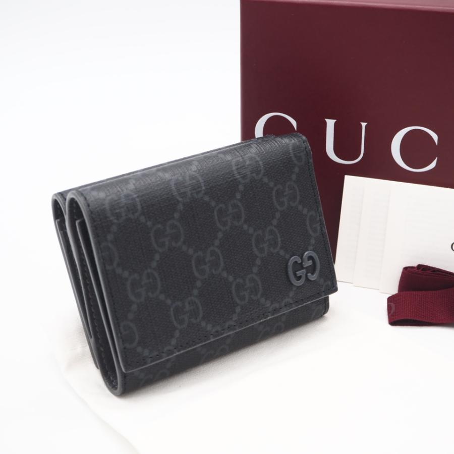 ★3日以内返品可★ 美品 GUCCI グッチ GGスプリーム キャンバス GG 三つ折りウォレット グレー インテリア | GUCCI