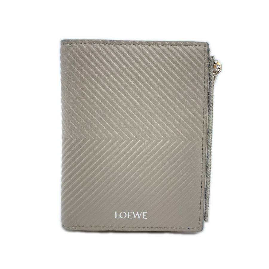 ★3日以内返品可★ 美品 LOEWE ロエベ テクスチャードクラシックカーフ スリム コンパクト ウォレット シェルグレー | LOEWE | 01