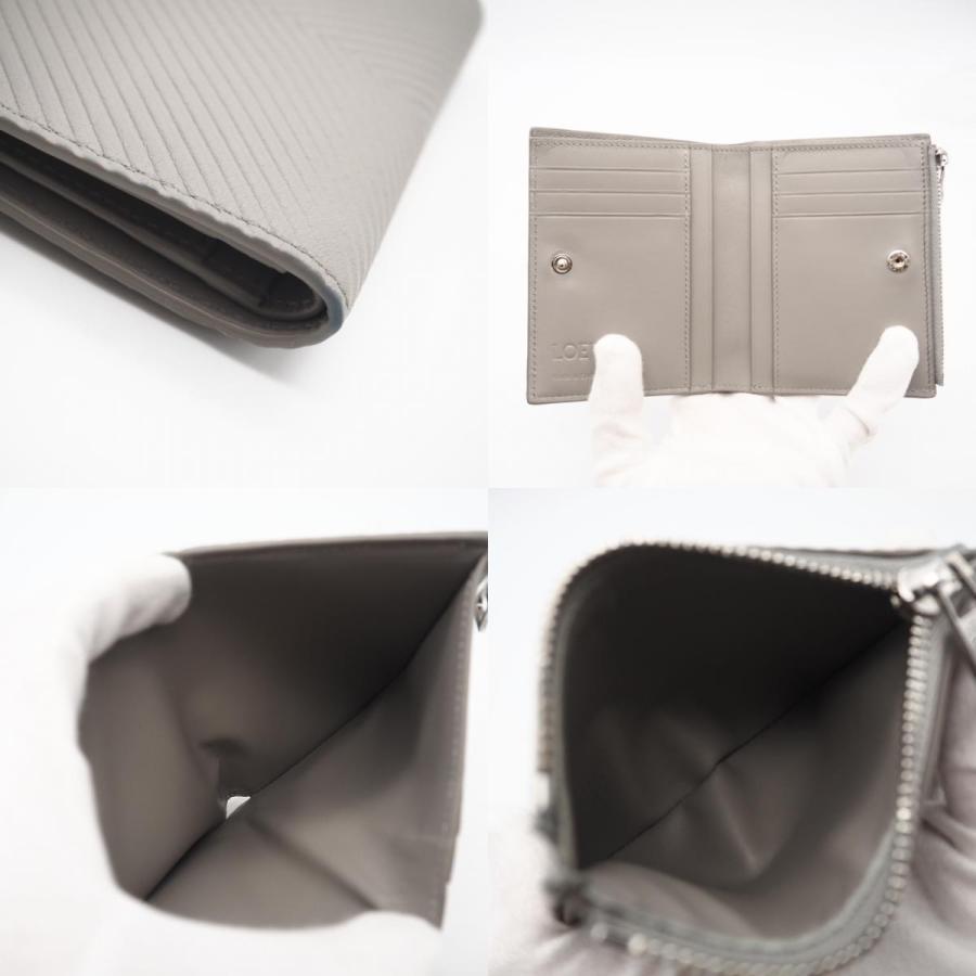 ★3日以内返品可★ 美品 LOEWE ロエベ テクスチャードクラシックカーフ スリム コンパクト ウォレット シェルグレー | LOEWE | 08