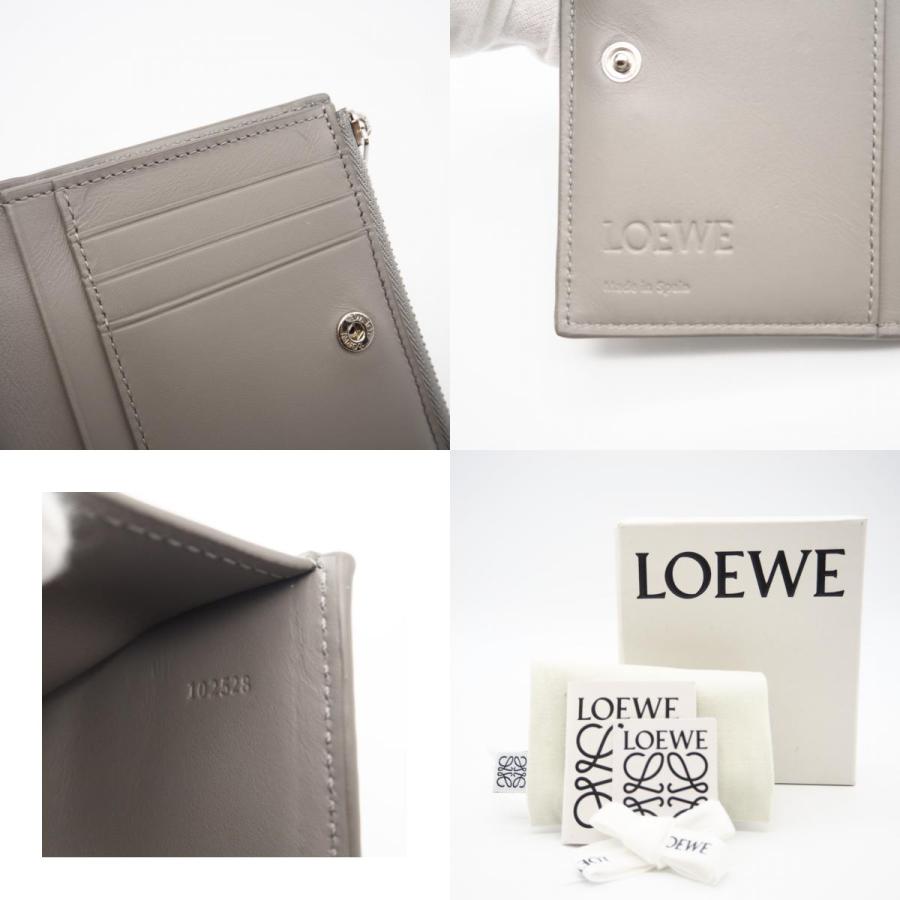 ★3日以内返品可★ 美品 LOEWE ロエベ テクスチャードクラシックカーフ スリム コンパクト ウォレット シェルグレー | LOEWE | 09