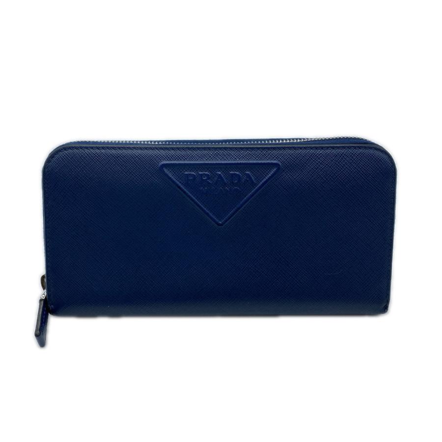 ★3日以内返品可★  PRADA プラダ サフィアーノ レザー ラウンドジップウォレット ネイビー 2ML317 長財布 ブルー | PRADA | 01