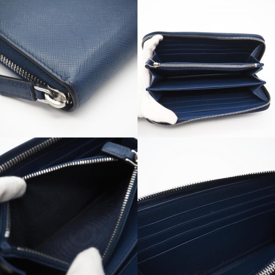 ★3日以内返品可★  PRADA プラダ サフィアーノ レザー ラウンドジップウォレット ネイビー 2ML317 長財布 ブルー | PRADA | 08