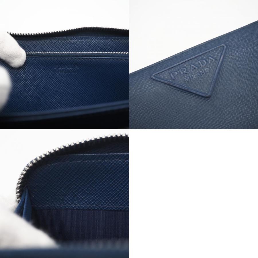 ★3日以内返品可★  PRADA プラダ サフィアーノ レザー ラウンドジップウォレット ネイビー 2ML317 長財布 ブルー | PRADA | 09