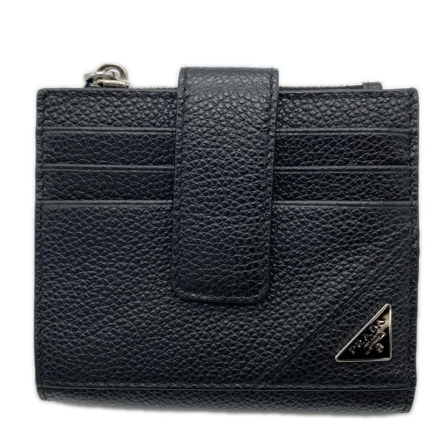 未使用級✨プラダ マイクログレインレザー ロゴ金具 ロングウォレット 札入れ PRADA（プラダ） ☆3日以内返品可☆ 美品 ヴィッテロ マイクログレイン