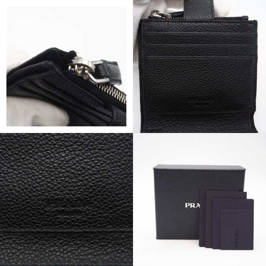 ★3日以内返品可★ 美品 PRADA プラダ ヴィッテロ マイクログレイン トライアングル コンパクトウォレット 2MC066 | PRADA | 09