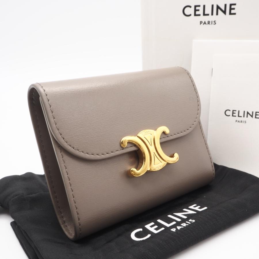 ★3日以内返品可★ 美品 CELINE セリーヌ シャイニーカーフスキン スモール フラップウォレット トリオンフ | CELINE