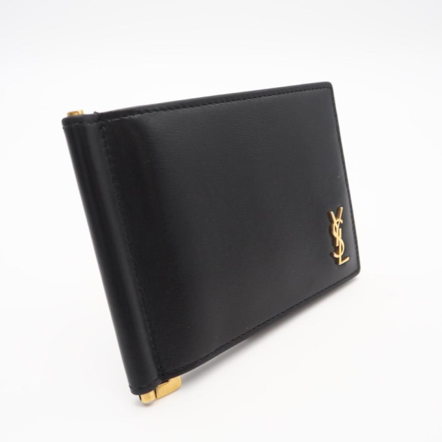 ★3日以内返品可★ 美品 SAINT LAURENT サンローラン タイニーカサンドラ ビルクリップウォレット 607738 マネークリップ ブラック カーフレザー メンズ SAINT LAURENT サンローラン 607738 タイニーカサンドラビルクリップ