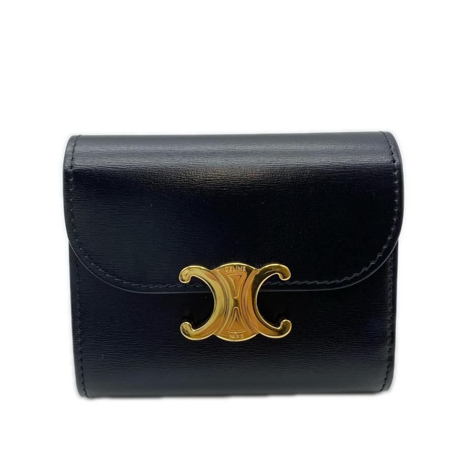 ★3日以内返品可★ 美品 CELINE セリーヌ シャイニーカーフスキン スモール フラップウォレット トリオンフ | CELINE | 01