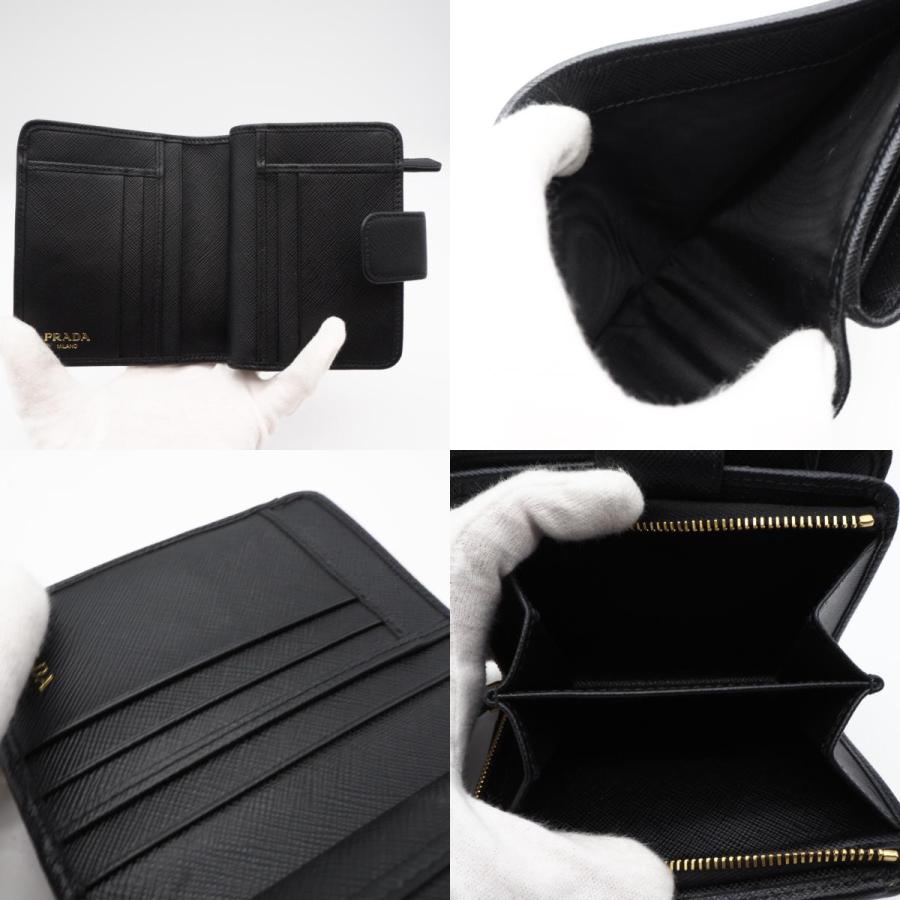 ★3日以内返品可★ 未使用 PRADA プラダ テスート レザー コンパクトウォレット 1ML018 二つ折り財布 ブラック | PRADA | 08