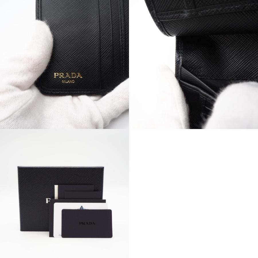 ★3日以内返品可★ 未使用 PRADA プラダ テスート レザー コンパクトウォレット 1ML018 二つ折り財布 ブラック | PRADA | 09