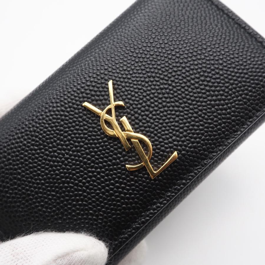 極美品 サンローランパリ キーケース シボ革 ロゴ ゴールド金具 ☆3日以内返品可☆ 極美品 SAINT LAURENT PARIS サンローランパリ