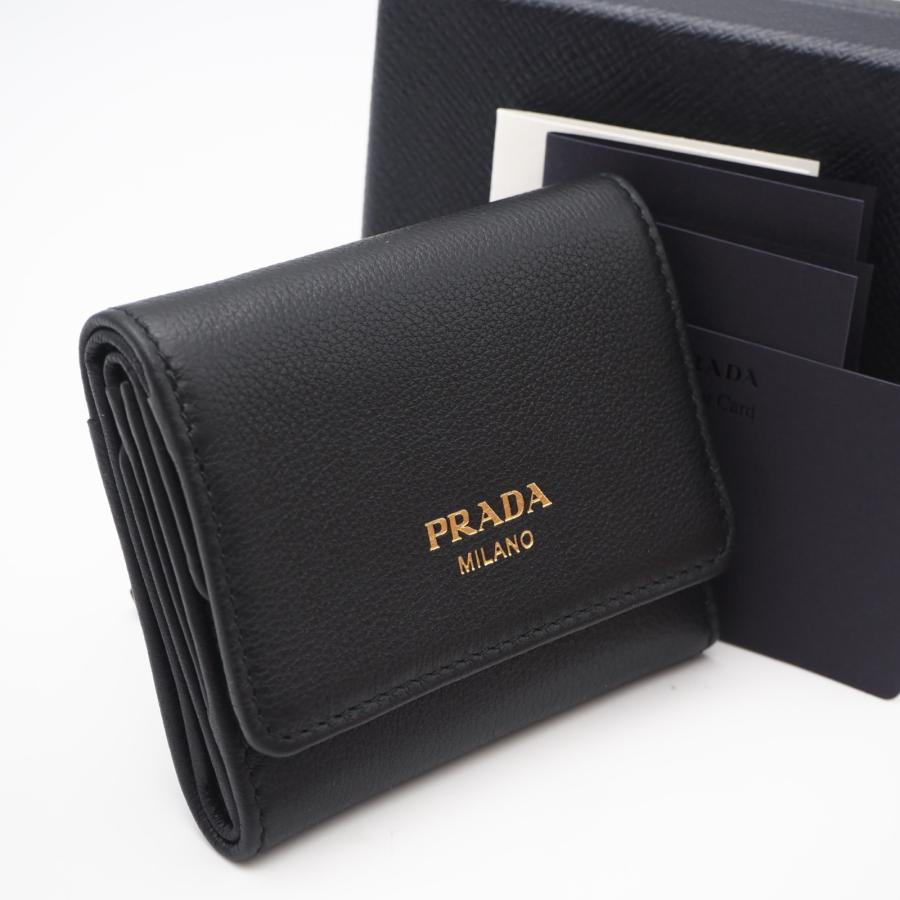 ★3日以内返品可★ 極美品 PRADA プラダ ポルタ ピッコロ パッティーナ ソフトレザー プリントロゴ コンパクトウォレット | PRADA