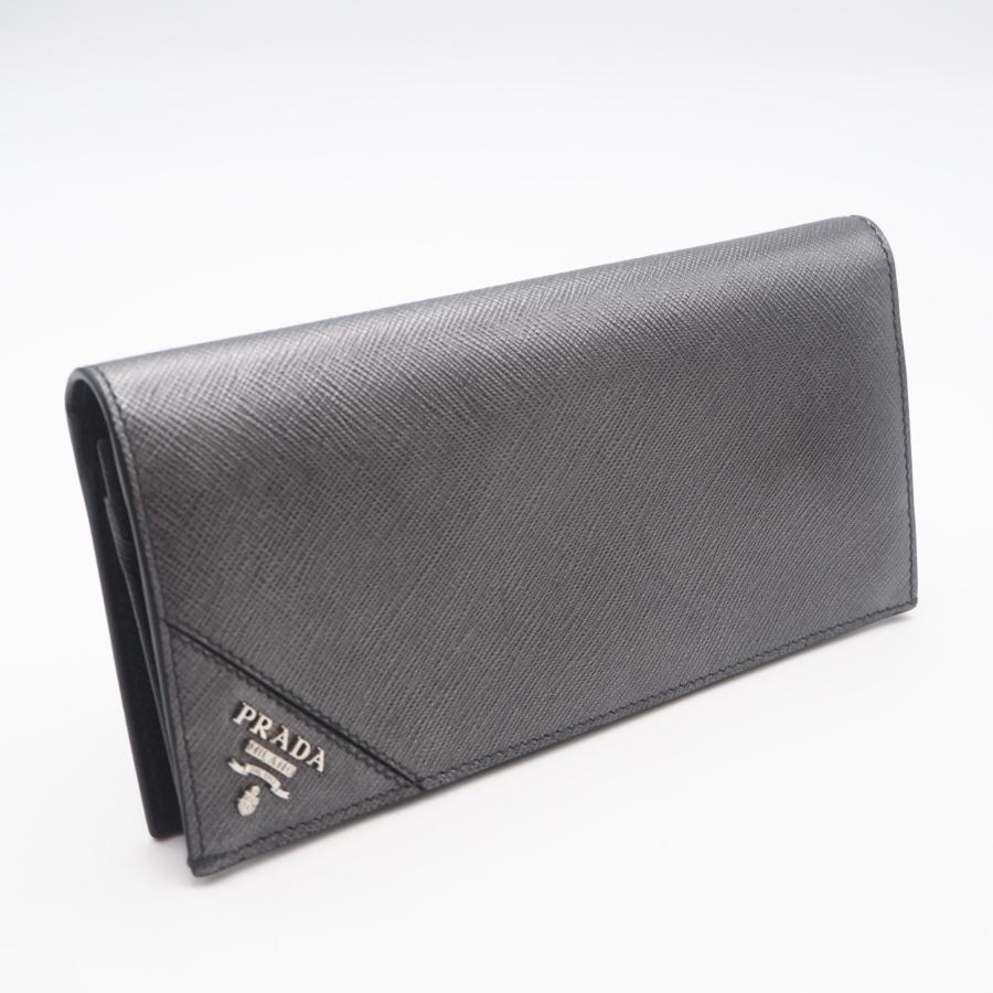 ★3日以内返品可★ 美品 PRADA プラダ サフィアーノ 二つ折り長財布 2MV836 長財布 シルバー サフィアーノ メンズ | PRADA