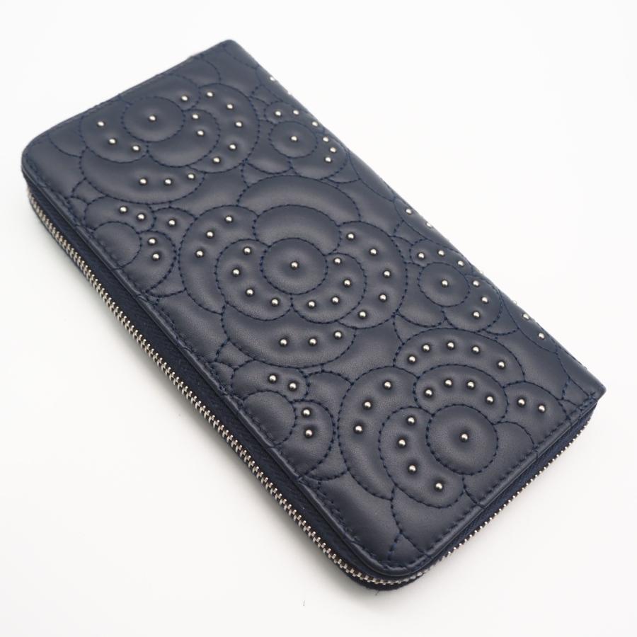 ★3日以内返品可★ 極美品 CHANEL シャネル カメリア ラウンドファスナー長財布 A82281 長財布 ネイビーの画像