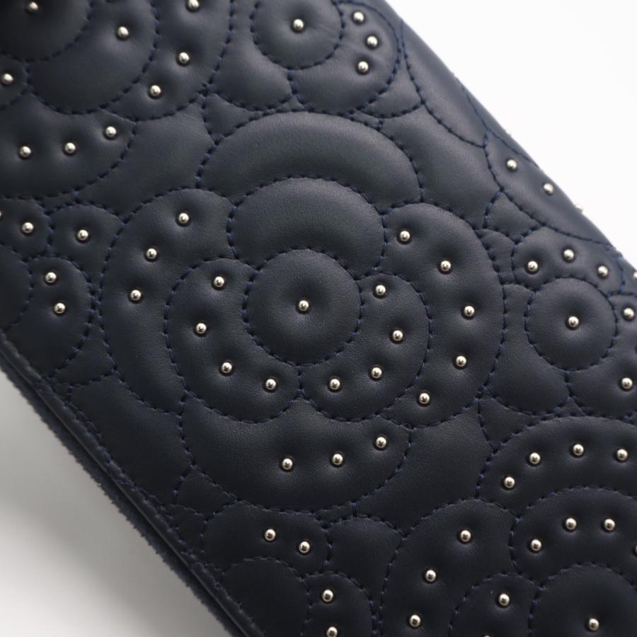 ★3日以内返品可★ 極美品 CHANEL シャネル カメリア ラウンドファスナー長財布 A82281 長財布 ネイビーの画像