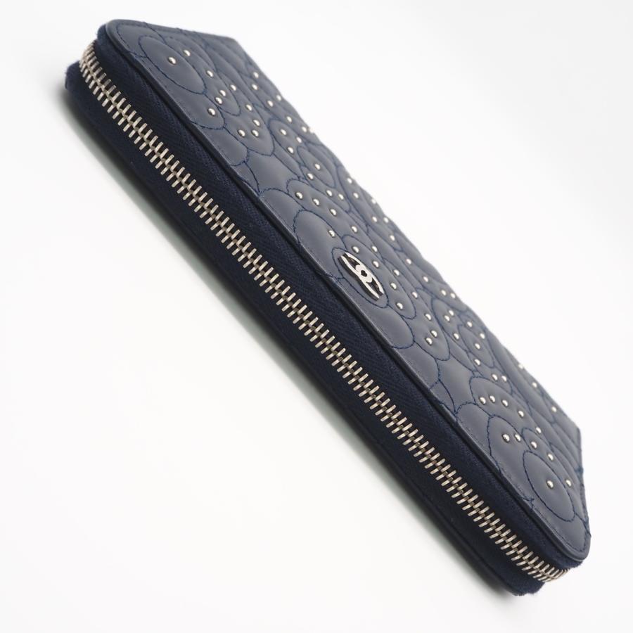 ★3日以内返品可★ 極美品 CHANEL シャネル カメリア ラウンドファスナー長財布 A82281 長財布 ネイビーの画像