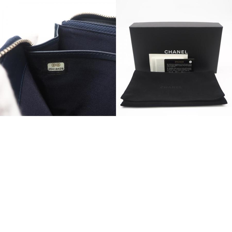 ★3日以内返品可★ 極美品 CHANEL シャネル カメリア ラウンドファスナー長財布 A82281 長財布 ネイビーの画像
