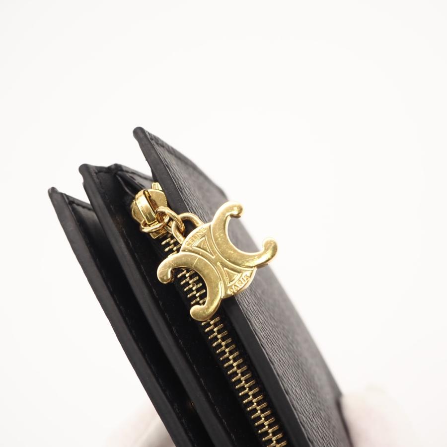 ★3日以内返品可★ 美品 CELINE セリーヌ グレインドカーフスキン コンパクトウォレット トリオンフ チャーム | CELINE | 03