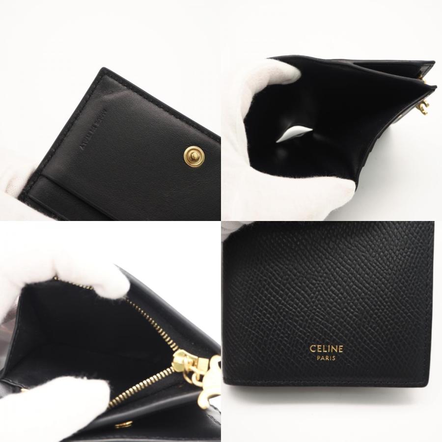 ★3日以内返品可★ 美品 CELINE セリーヌ グレインドカーフスキン コンパクトウォレット トリオンフ チャーム | CELINE | 08