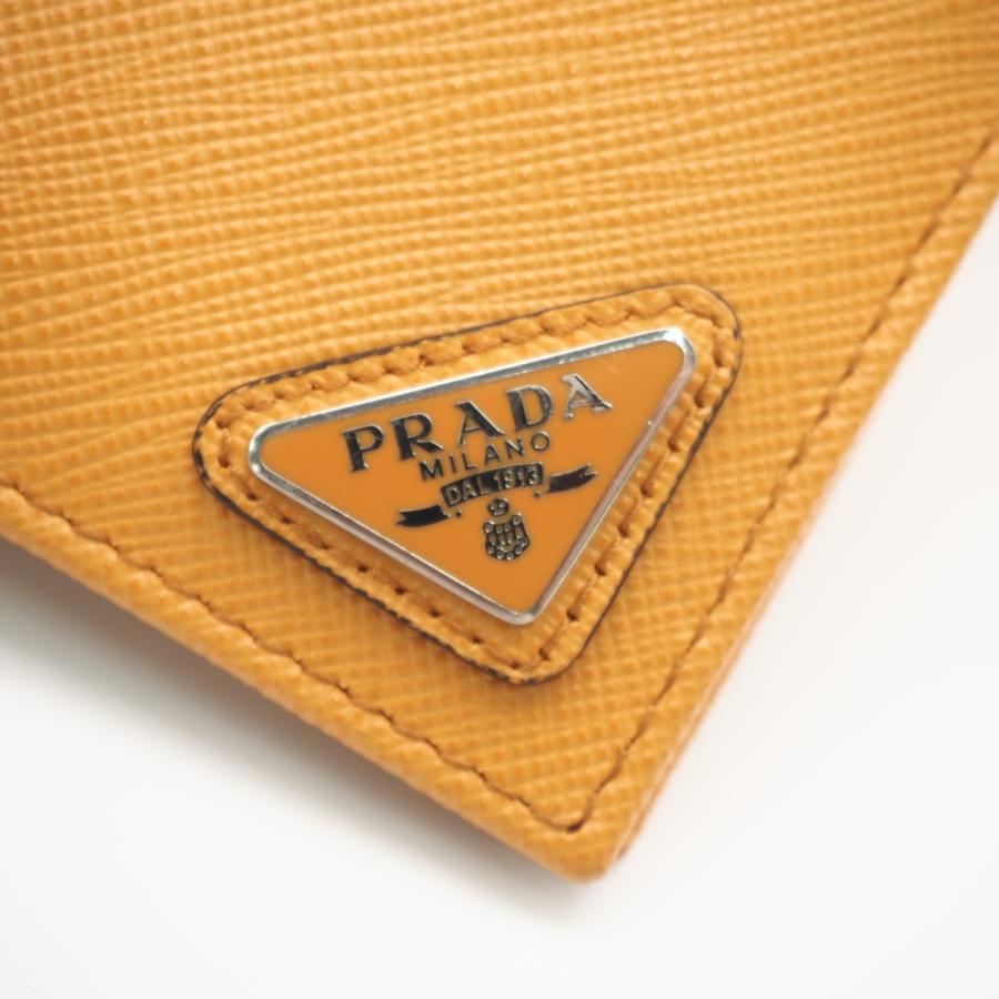★3日以内返品可★ 美品 PRADA プラダ サフィアーノ レザー コインパース付きウォレット アンバー 107 T | PRADA | 04