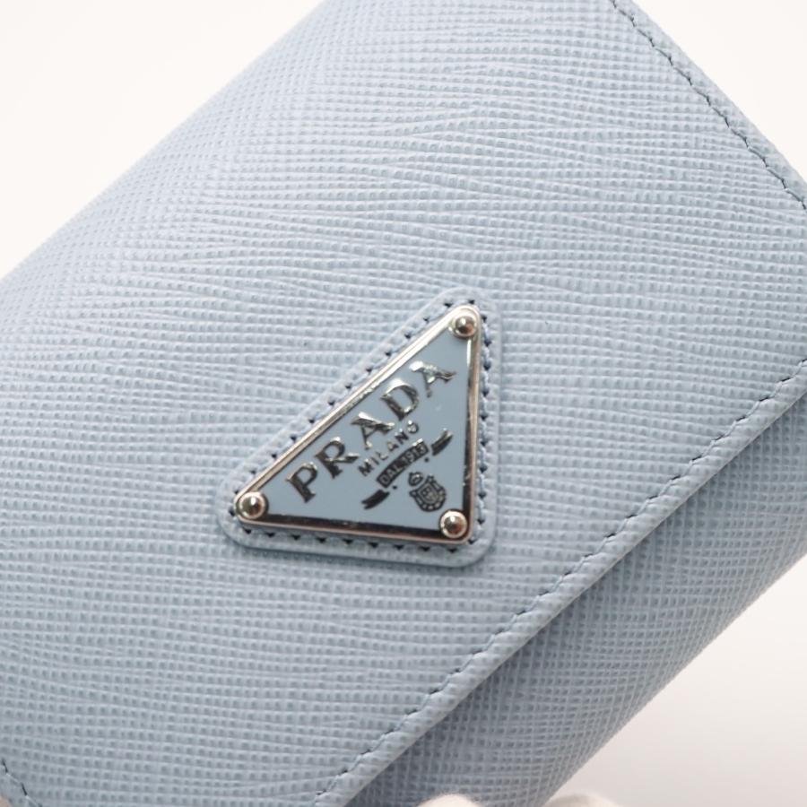 ★3日以内返品可★ 美品 PRADA プラダ サフィアーノ トライアングル 財布 ペールブルー 1MH043 三つ折り財布 | PRADA | 04