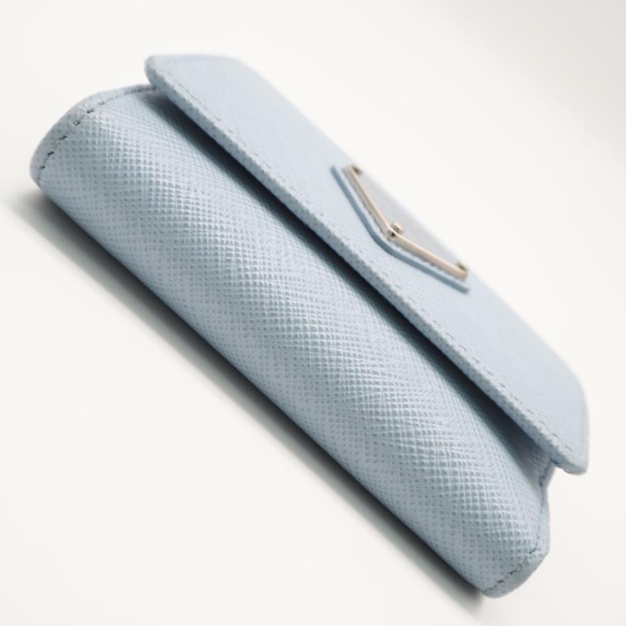 ★3日以内返品可★ 美品 PRADA プラダ サフィアーノ トライアングル 財布 ペールブルー 1MH043 三つ折り財布 | PRADA | 06