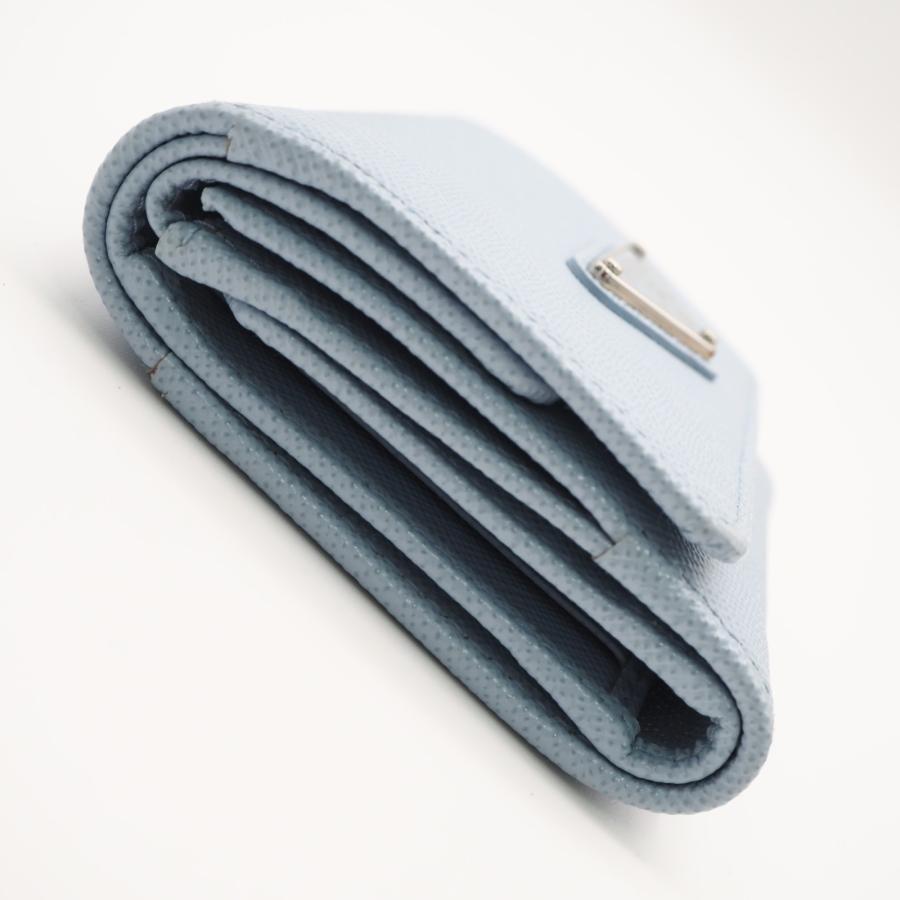 ★3日以内返品可★ 美品 PRADA プラダ サフィアーノ トライアングル 財布 ペールブルー 1MH043 三つ折り財布 | PRADA | 07