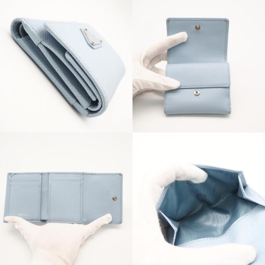 ★3日以内返品可★ 美品 PRADA プラダ サフィアーノ トライアングル 財布 ペールブルー 1MH043 三つ折り財布 | PRADA | 08