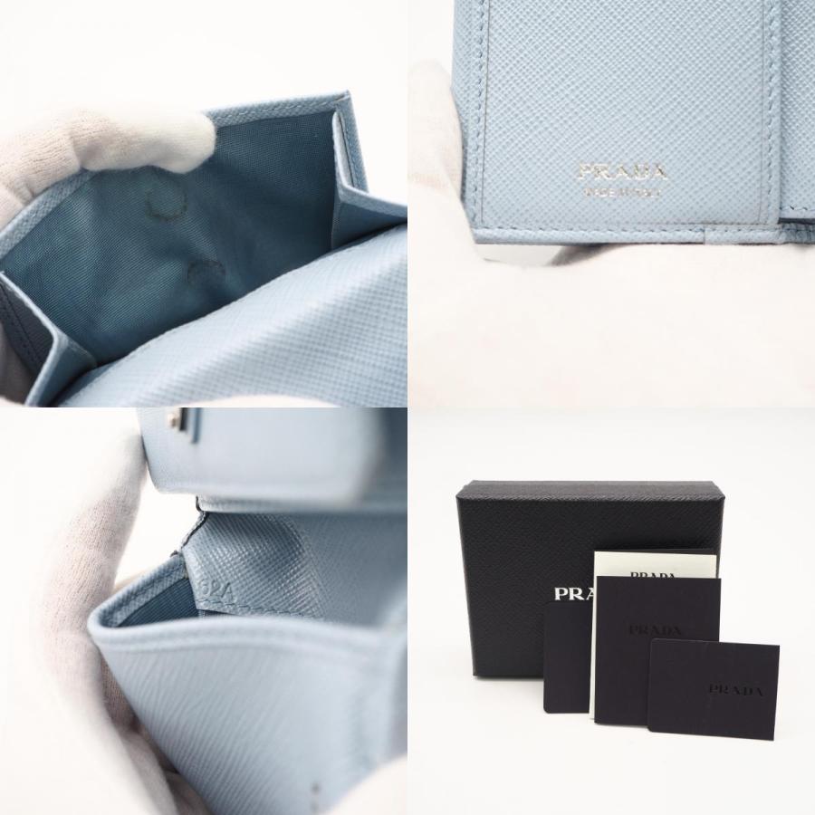 ★3日以内返品可★ 美品 PRADA プラダ サフィアーノ トライアングル 財布 ペールブルー 1MH043 三つ折り財布 | PRADA | 09