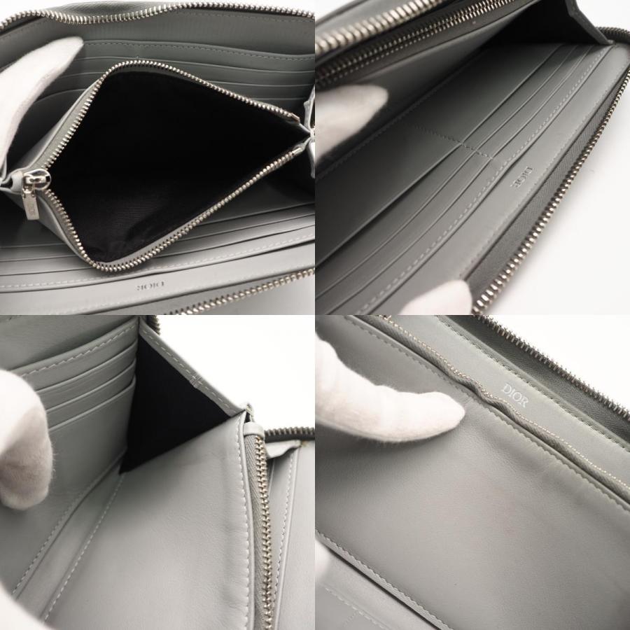 ★3日以内返品可★ 美品 Dior ディオール CD Diamond ロングジップウォレット 2ESBC252DCO_H42E 長財布 グレー コーティングキャンバス レザー メンズ ☆3日以内返品可☆ 美品 Dior ディオール CD Diamond ロングジップ