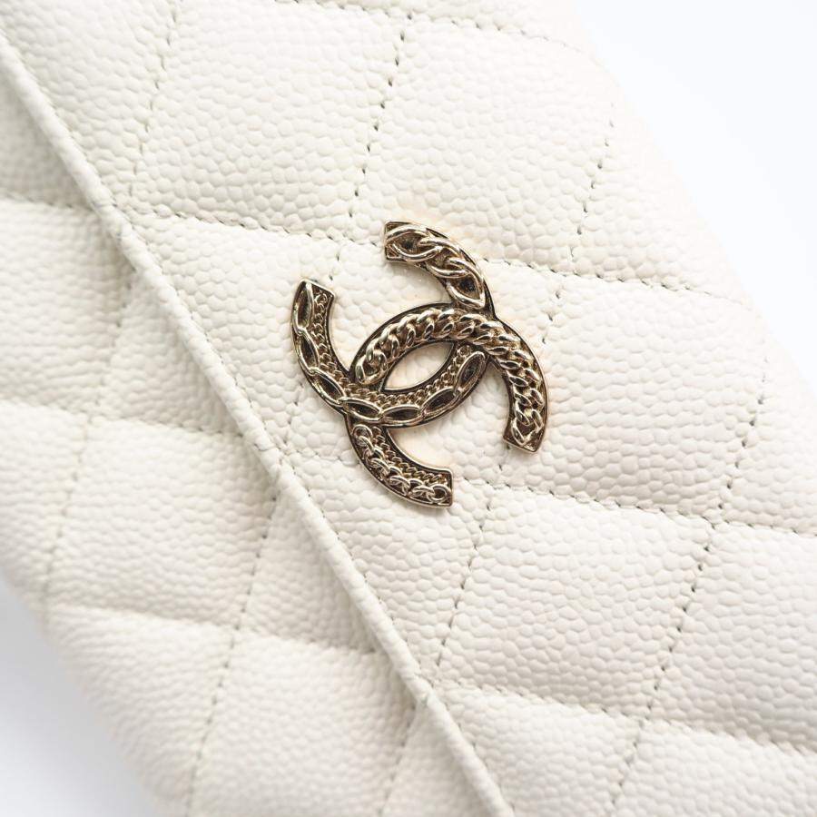 ★3日以内返品可★ 美品 CHANEL シャネル マットラッセ ミディアムウォレット AP3051 三つ折り財布 ホワイト | CHANEL | 04