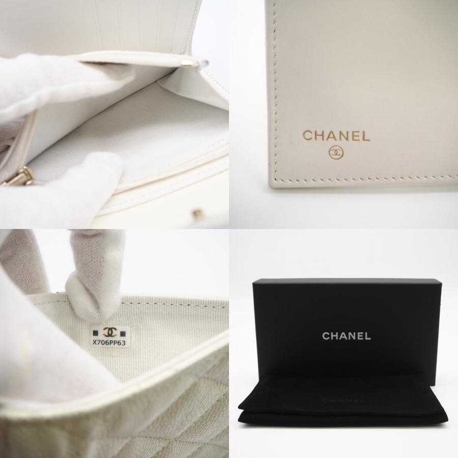 ★3日以内返品可★ 美品 CHANEL シャネル マットラッセ ミディアムウォレット AP3051 三つ折り財布 ホワイト | CHANEL | 09