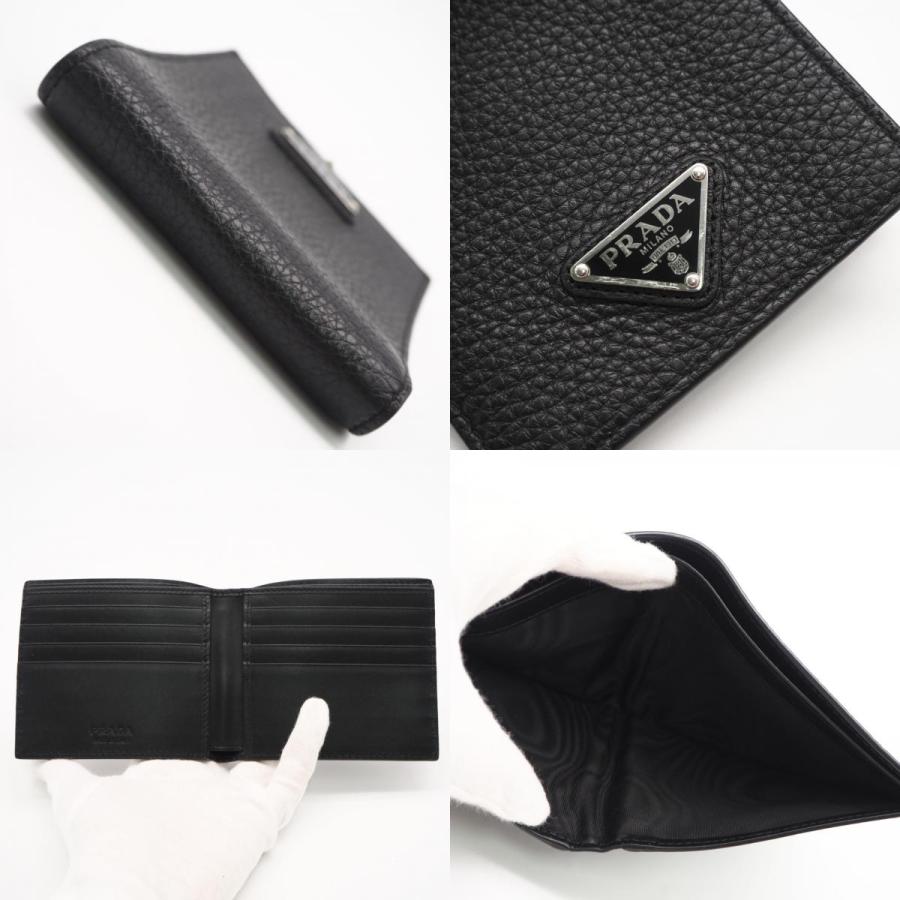 ★3日以内返品可★ 極美品 PRADA プラダ ヴィッテロダイノ レザー 財布 2MO513 二つ折り財布 ブラック | PRADA | 08
