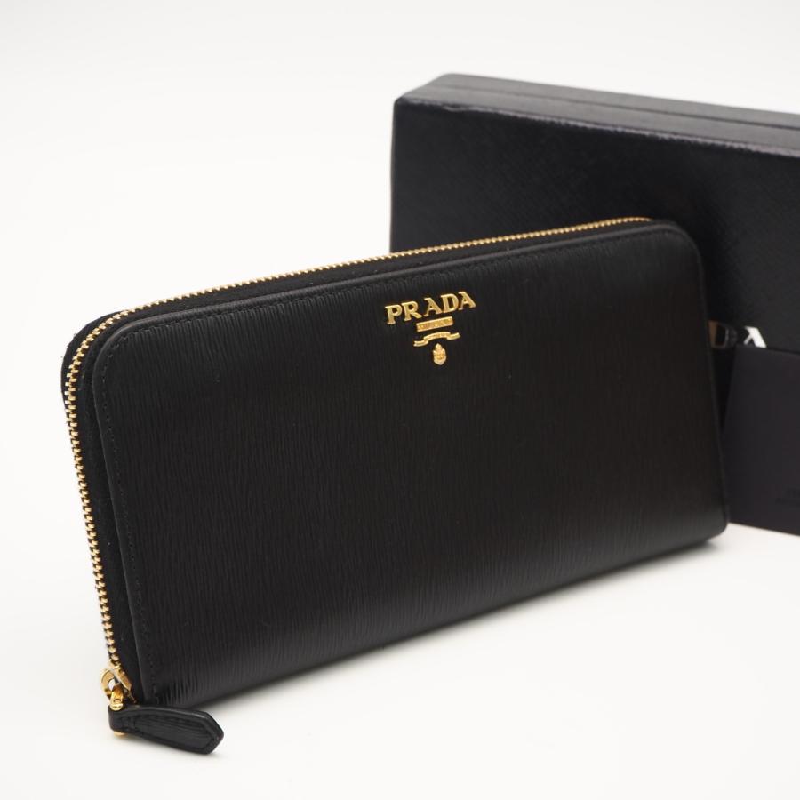 ★3日以内返品可★ 美品 PRADA プラダ サフィアーノメタル ラウンドファスナー長財布 1ML506 長財布 ブラック | PRADA