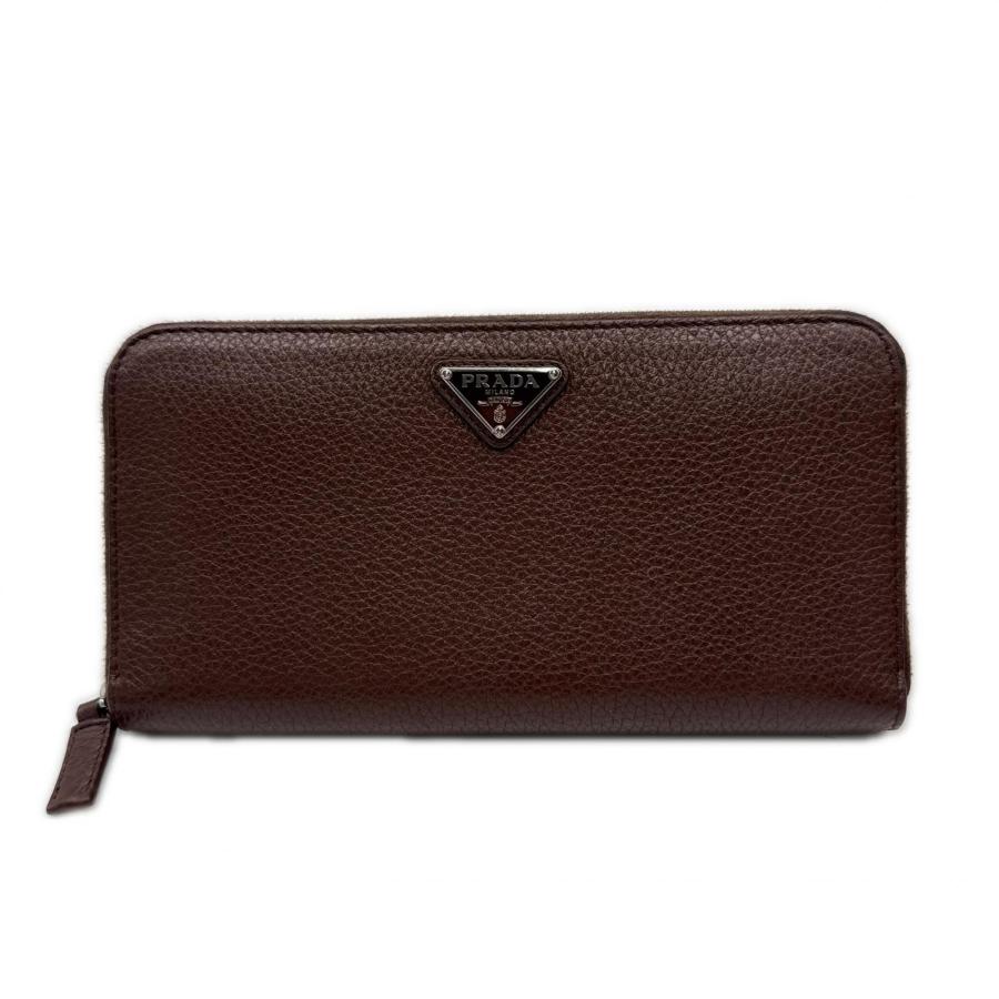 ★3日以内返品可★ 美品 PRADA プラダ ヴィッテロダイノ レザー トライアングルロゴ ラウンドファスナー長財布 | PRADA | 01